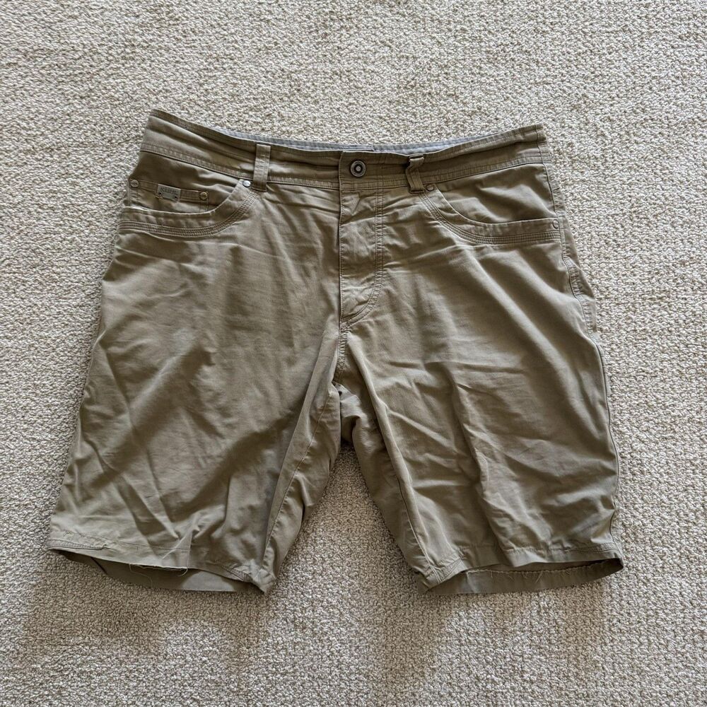 Kuhl Chino Shorts Mens 36 Beige 11" Inseam 5 Pocket Casual Travel Hiking